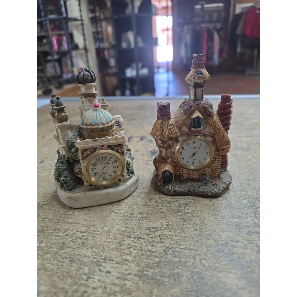 Vintage Castle Clock And Cortage Clock Lot